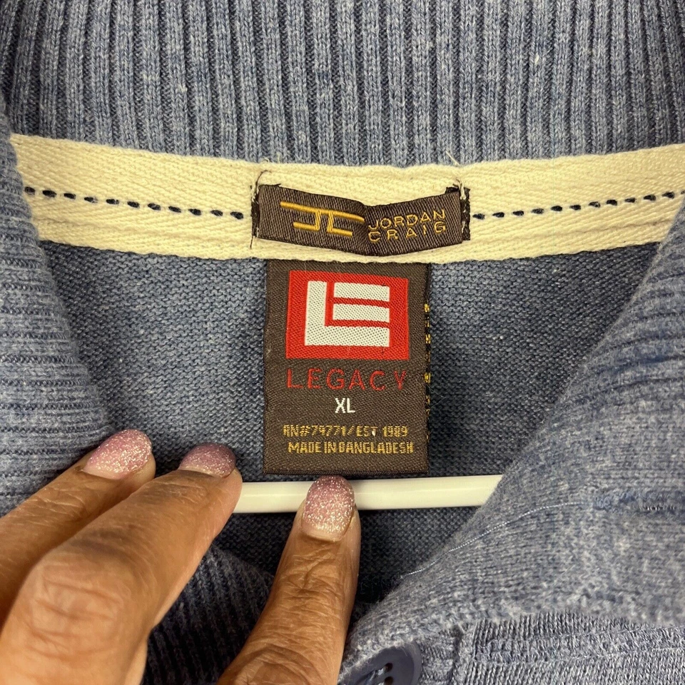 Suéter Jordan Craig Collection Legacy Para Hombres XL Cuello Simulado Azul Preppy Golf Tenis Foto 3 de 4