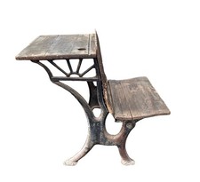 Vintage Sears Roebuck Cast Iron Student School Desk Rustic Industrial Decor