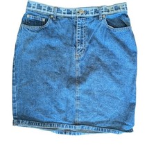 Vtg 90s Tommy Hilfiger Denim Jean Skirt Blue Logo Waistband Sz 12 Classic Retro