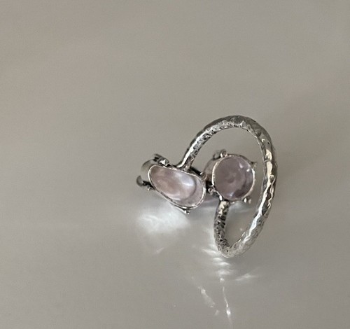 Size 7.5 Biwa Pearl & Pink Amethyst Ring -Sterling Silver plated 925 -New - Bild 5 von 5