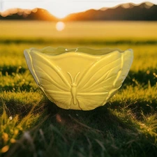 DWS/MWS  Butterfly Ceramic 8” Bowl/planter raised Yellow RARE Vibrant Unique