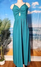 Nwt Cupshe Long Teal Color  Womens Dress Size Extra Small Tie Back.