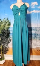 Nwt Cupshe Long Teal Color  Womens Dress Size Small Tie Back 