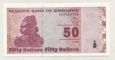 Zimbabwe 50 Dollars 2009 Pick 96 UNC Uncirculated Banknote