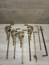 Vintage Antique Art Deco Swing Arm Curtain Rods Adjustable Floral