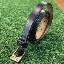 Vintage Etienne Aigner Slim Black Leather Belt Horse Shoe Logo Large