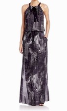 Elie Tahari York Silk Cocktail Maxi A-Line Halter Dress XS / TP