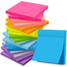Sticky Notes 3x3 in Bright Colors Self Stick  Recyclable Pads  18 Pcs