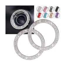 Car Bling Ring Crystal Car Stickers Rings Womens Car Decals,2Pcs Push Start B...