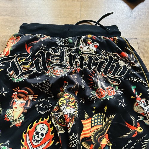 Ed Hardy Set Black Satin All Over Tattoo Full Zip Jacket Small and Pants XS - Picture 16 of 16