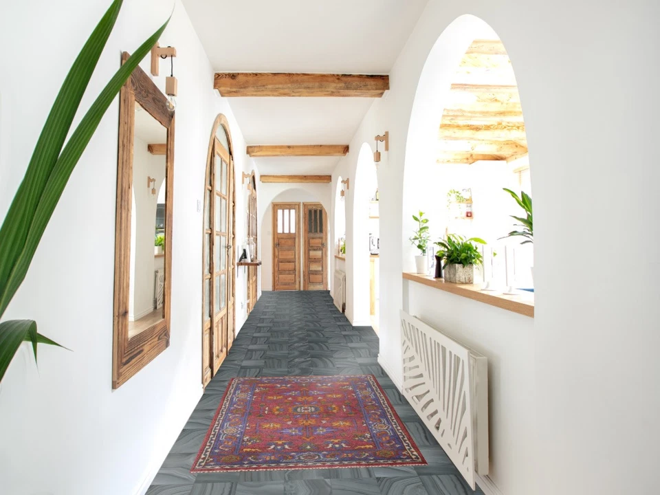 Transitional Oushak Foyer Rug 3x5 Ft Handmade Wool Accent Carpet Geometric Rug - Image 2 of 4