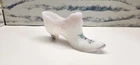 Fenton Glass White Boot Slipper Hand Painted Floral Satin Signature Grapes