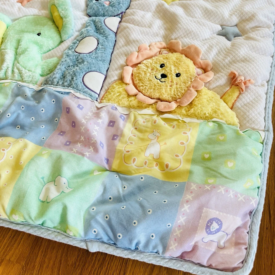 Juego de 4 piezas de edredón de cuna de safari retazos pastel corderos e hiedra años 90 Y2K Foto 4 de 4