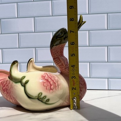 Vintage 50s Hull Pottery Ceramic Swan Planter Catch All Trinket
