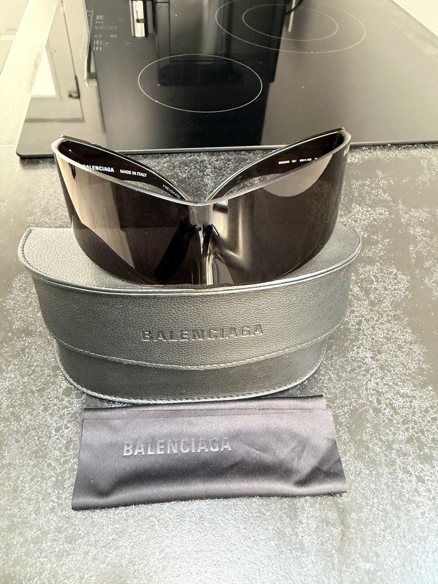 BALENCIAGA BB0299S 0299 PANTHER MASK Wrap Black Bold Runway Unisex