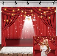 Circus Carnival Themed Birthday Backdrop for Photography 10x8FT Red Curtain P...