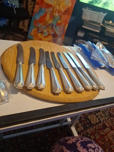 9 Colfax by Durgin Sterling Silver Vintage Dinner Knives.  9 1/2". Monogram.