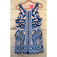 Lilly Pulitzer Sleeveless Tropical Leaf Print Dress Size 12 Pink Blue