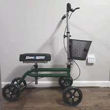 KneeRover® Steerable Knee Scooter Green With Basket and Brake