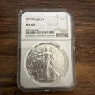 2020 $1 Silver Eagle NGC MS69 🦅🔥 1oz .999 Fine Silver