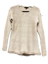 Ann Taylor oversized XS beige wool blend crew neck sweater C
