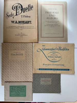 6 Notenhefte für Blockflöten und Geige/Gitarre Mozart/Händel/Weihnachten