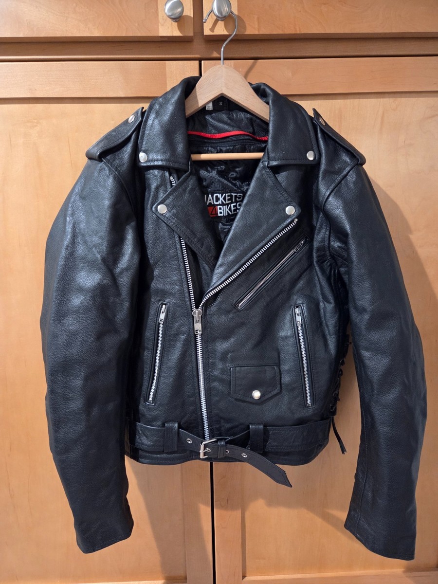 Men's ICONIC Motorcycle Buffalo Leather Biker Jacket Size Small