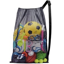 Drawstring Mesh Ball Bag,Holds 10 Soccer Balls, Foldable Swim Bag for Gym, P...
