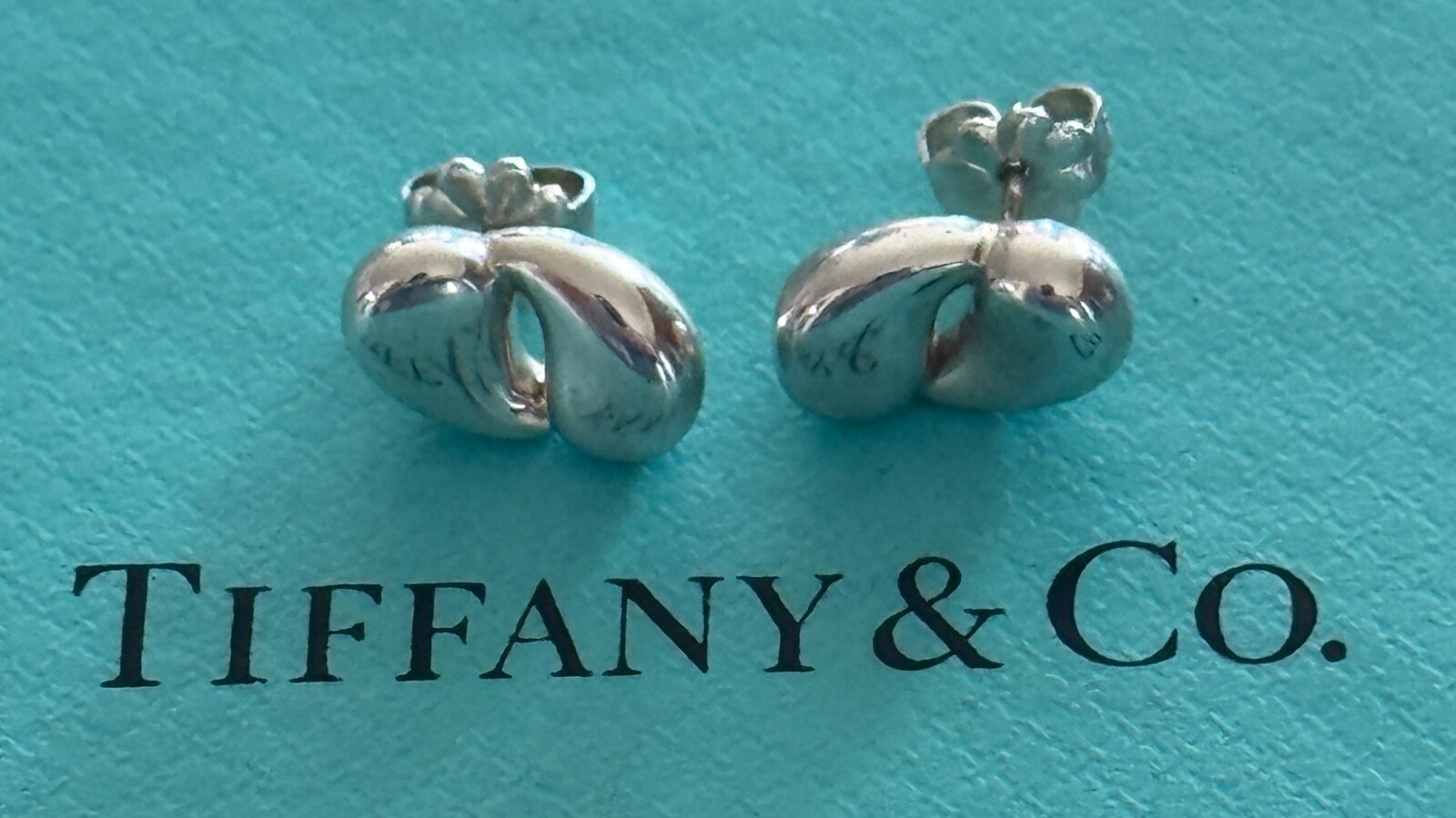 Tiffany & Co.  Elsa Peretti Earrings Double Teardrop  Sterling Silver 925