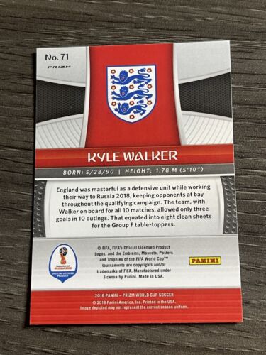 2018 Panini Prizm World Cup Soccer Red Blue Wave #71 Kyle Walker - Picture 2 of 2