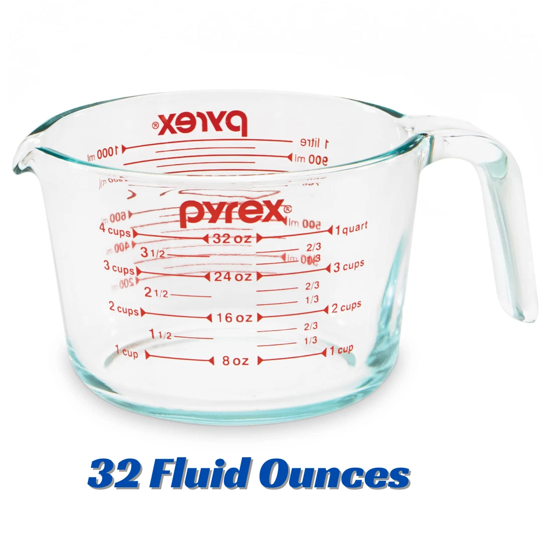 Pyrex 4-Cup Glass Measuring Cup for Baking, Microwave & Oven Safe