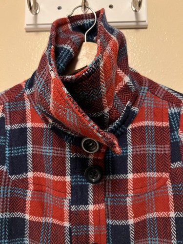 Rubbish rot blau Schottenkaro Wollmischung Reißverschluss vorne Bomberjacke Damengröße S - Bild 5 von 20