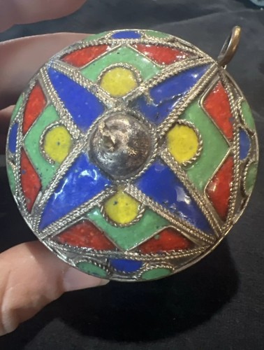Berber Handcrafted Multi-colored Enamel Moroccan Cuff Bracelet Jewlery Box - Picture 4 of 7