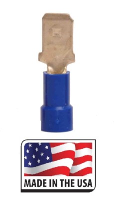 (100) 16-14 VINYL QUICK DISCONNECT (MALE) .250 1/4'' SPADE CONNECTOR MADE IN USA