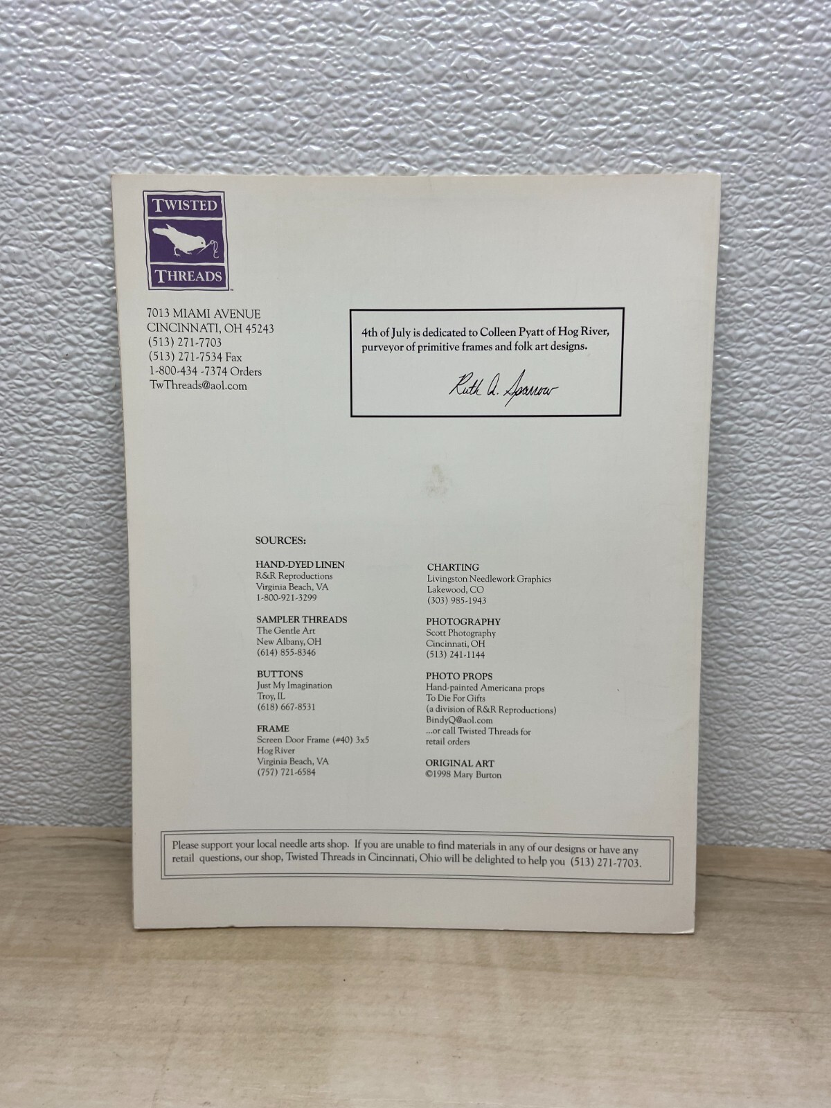 Vintage Twisted Threads 4th Of July Cross Stitch Single Pattern Craft Book Chart