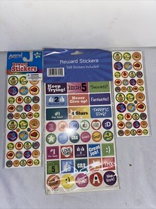 Lot of 3 packs Reward Stickers for schoolwork or scrapbook