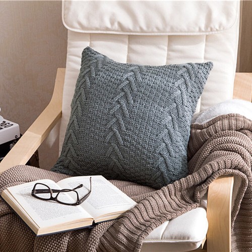 18 Square Knitted Pillowcase Cushion Cover Soft Sofa Office Throw Pillow Covers - Picture 15 of 31