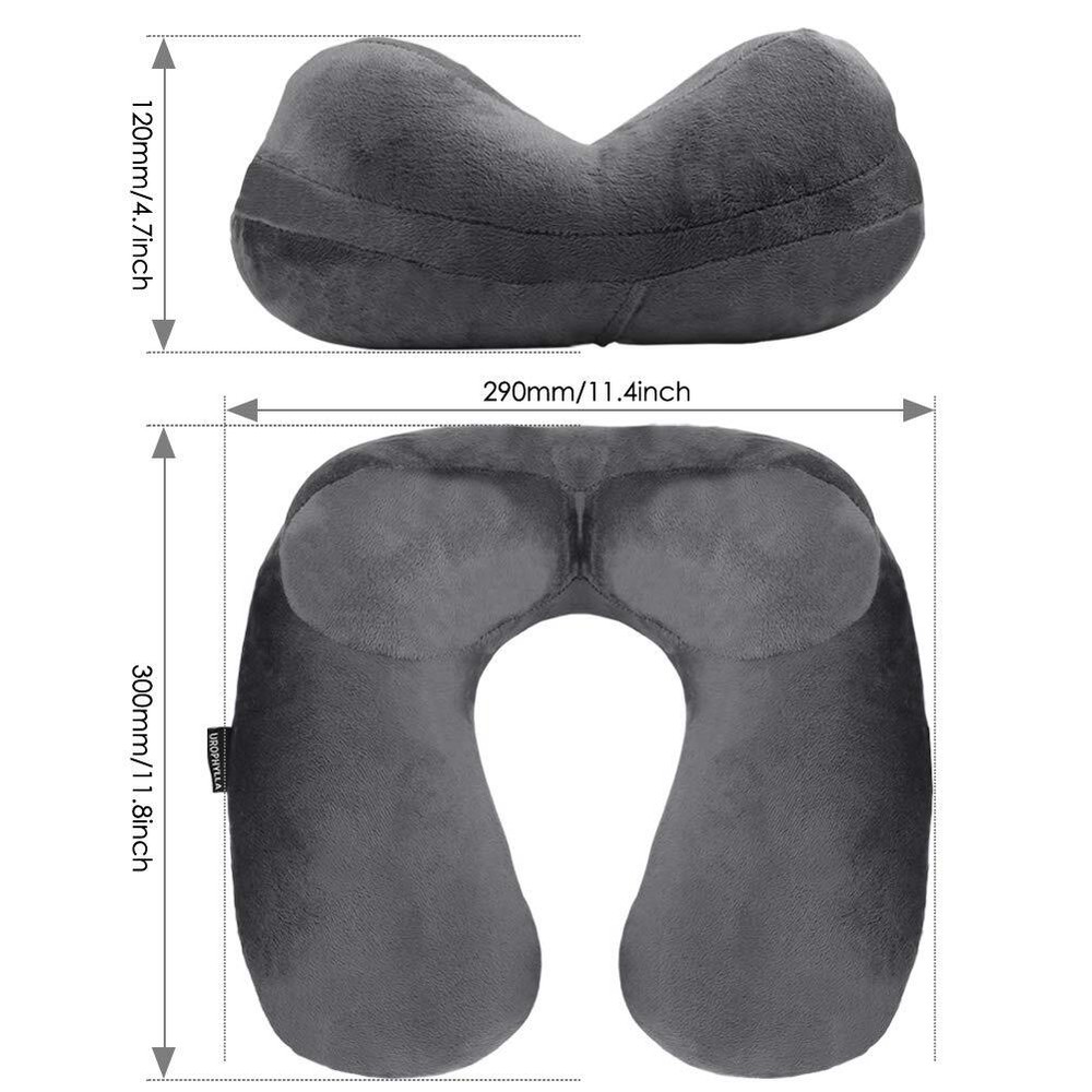 Ultra-Soft Velvet Inflatable Travel Neck Pillow for Airplanes Trains Cars
