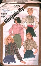 5727 Vintage Simplicity SEWING Pattern Juniors 1980s Set of Blouses Button Up 9