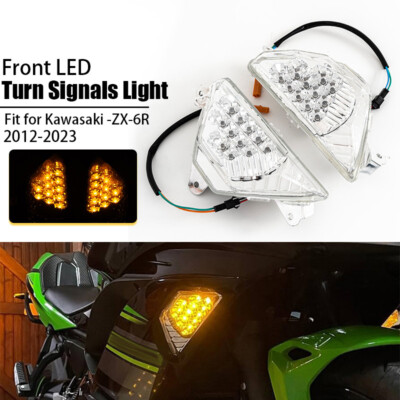 For KAWASAKI/NINJA 250/300/400/650/1000 ZX-6R Clear Front LED Turn