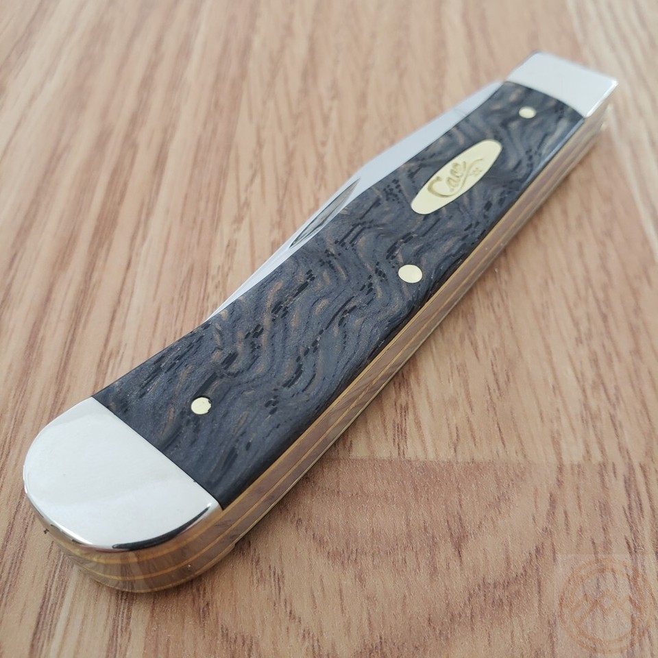 Case XX Trapper Pocket Knife Stainless Steel Blades Black Curly Oak