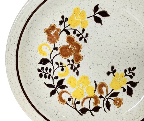 Vintage Homer Laughlin Hollowware Yellow Brown Floral Dinner Plate MINT - Picture 4 of 7