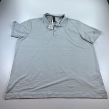 NEW Adidas Polo Shirt Mens 2XL Gray Striped Lightweight Stretch Golf