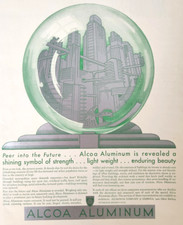 Crystal Ball Future City Alcoa Aluminum Vintage 1931 Ad Magazine Print