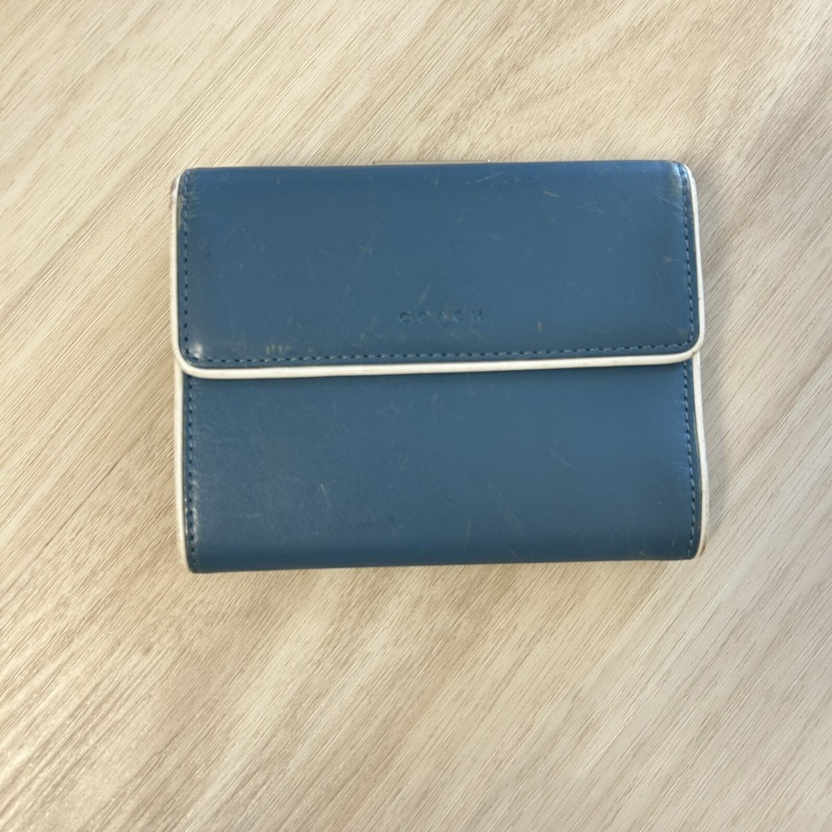 Coach blue white leather wallet women | eBay