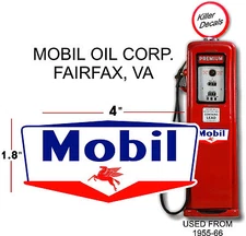 (MOBI-6) 4" MOBIL GAS PEGUSUS GASOLINE DECAL CAN / GAS PUMP / LUBSTER