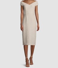 1590 Lela Rose Women's Pink Cap Sleeve Wide V-Neck Sequin Sheath Dress Size 2