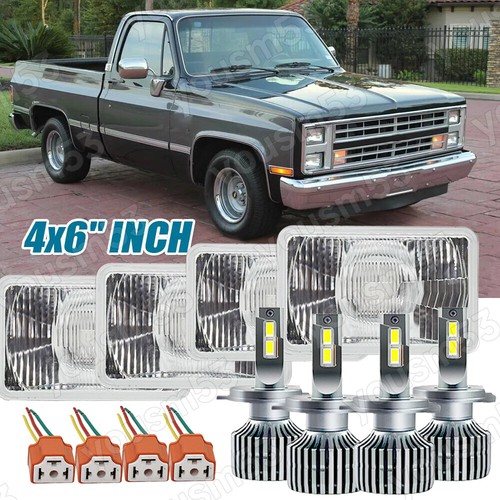 4X 4x6" Led Headlights Hi/Lo For Chevrolet C10 C20 C30 K10 K20 1980-1986 Pickup