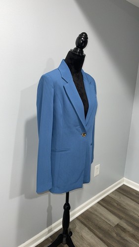 T Tahari suit blazer jacket indigo blue one button size 10 women’s NEW - Picture 6 of 15