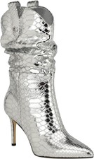 Guess Women's Benisa Fashion Boot 9.5, Silver Snake 040